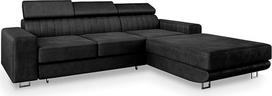 „Masseno NOTO R-S“ kampinė sofa su miego funkcija, L formos, sofa su daiktų laikymo dėže, svetainės sofa, sofos komplektas, juoda, „Monolith 95“