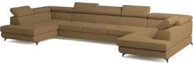 „Masseno URMANO Q“ kampinė sofa su miego funkcija, U formos, prabangi sofa su lovos dėže, svetainės sofa, sofos komplektas – oranžinė, „Source 17“