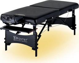 „Master Massage“ 76 cm „Galaxy“ sulankstomas mobilusis masažinis stalas iš medžio su aplinkos apšvietimu, skirtas kosmetikos procedūroms, masažui ir terapijai, juodos spalvos