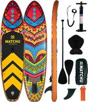 „Matchu“ SUP lenta – pilnas pripučiamas „Stand Up Paddle“ rinkinys, kurį sudaro kuprinė, rankinis siurblys su manometru, saugos virvė, sėdynė, reguliuojamas laikiklis ir irklas; matmenys: 320 x 81 x 15 cm; didžiausia apkrova – 150 kg