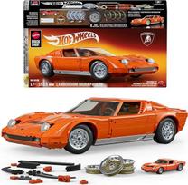 „Mattel Brick Shop“ „Hot Wheels“ „Lamborghini Miura P400 SV“ surinkimo rinkinys | 1523 detalės, atskiri lipdukai, metalinis automobilis 1:64 masteliu, „Premium“ serija, skirta kolekcionieriams ir vaikams nuo 10 metų, JHF61