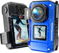 „Maxmango D50“ 8K povandeninė kamera, 33 pėdų 70 MP vandeniui atspari kamera, skirta snorkelingui, nardymui ir banglenčių sportui, atspari dulkėms ir smūgiams skaitmeninė kamera su 2,8 colio dvigubu ekranu, 2500 mAh baterija, 18 kartų priartinimu ir 16GB