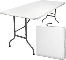 „MaxxGarden“ sulankstomas stalas – kempingo stalas – nešiojamas sulankstomas stalas – plastikinis sodo stalas – sulankstomas stalas 180 x 70 x 74 cm – sulankstomas stalas, skirtas naudoti patalpose ir lauke – baltas