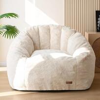 „MAXYOYO“ suaugusiųjų sėdmaišis, kriauklės formos sėdmaišis-sofa su minkštu užpildu, sofa-lova, dirbtinio kailio sėdmaišis miegamajam, svetainei