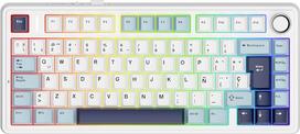 „MechLands Aula F75“ 75 % mechaninė žaidimų klaviatūra, ispanų QWERTY išdėstymas, RGB apšvietimas, BT 5.0/USB-C/2,4 GHz klaviatūra su pasukamu valdikliu, „Reaper“ jungikliai, skirti „Windows“ ir „Mac“ (šviesiai mėlyna)