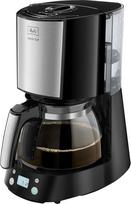 „Melitta 1017-11 Enjoy Top“ kavos virimo aparatas su stikliniu puodeliu, laikmačio funkcija ir patentuotu aromato pasirinkimo reguliatoriumi, automatiniu išjungimu baigus virimą, pagamintas iš nerūdijančio plieno, 1,2 litro talpos, juodos spalvos