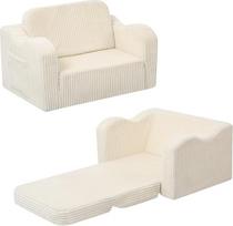 „MeMoreCool“ velveto vaikų sofa, sulankstoma kėdė-lova mažyliams, išskleidžiama vaikų fotelė-sofa žaidimų kambariui, patogi transformuojama kūdikių gultelė mergaitėms ir berniukams, smėlio spalvos