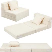 „MeMoreCool“ „Cord Play“ sofa, vaikų sofa, šviečianti vaikų sofa, vaikų sulankstoma sofa, „Flip“ sofa, vaikų sofos-lovos, „Z Bed“, vaikų sofa-lovos, sulankstoma sofa žaidimų kambariui, smėlio spalvos