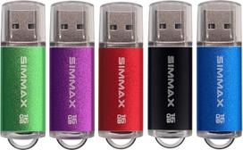 „Memory Stick“ 5 vnt. rinkinys, 16GB USB 2.0 atmintinės, „SIMMAX“ gaminamos (16GB, žalios, violetinės, raudonos, juodos, mėlynos spalvos)