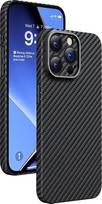 „memumi“ anglies pluošto dėklas „iPhone 15 Pro Max“, 0,5 mm storio ypač plonas dėklas, pagamintas iš tikro aramido pluošto [100 % aramido pluošto], su karinio lygio apsauga nuo kritimo, skirtas „iPhone 15 Pro Max“ – juodos spalvos