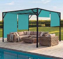 „Mendler Baia“ pergola su stoglangiu, turkio-mėlynos spalvos, 4 x 4 m | Sodo pavėsinė, terasos stogelis, tvirtas 6 cm plieninis rėmas