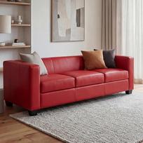 „Mendler Lille“ 3-vietė sofa / poilsio sofa, odinė, raudona | sofa, poilsio sofa