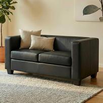 „Mendler Lille“ dvivietė sofa iš dirbtinės odos, juoda | sofa, poilsio sofa
