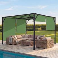 „Mendler Pergola Baia Sunroof Green“ – 4 x 4 m | Sodo pavėsinė, terasos stogelis, tvirtas 6 cm plieninis karkasas