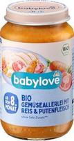 „Menu“ įvairių daržovių mišinys su ryžiais ir kalakutiena, skirtas vaikams nuo 8 mėnesių, 220 g – „DM Germany“ prekės ženklas – suderinamas su „Babylove“ – „Menu“ įvairių daržovių mišinys su ryžiais ir kalakutiena, skirtas vaikams nuo 8 mėnesių, 220 g