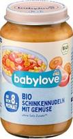 „Menü“ makaronai su kumpiu ir daržovėmis, nuo 8 mėnesių, 220 g – prekės ženklas „DM Deutschland“ – suderinami su „Babylove“ – „Menü“ makaronai su kumpiu ir daržovėmis, nuo 8 mėnesių, 220 g