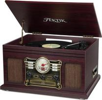 „Mersoco“ „Bluetooth“ patefonas „10-in-1“, 3 greičiai, diržinė pavara su garsiakalbiais, „Bluetooth“ įvestis ir išvestis, CD, kasetės, FM radijas, belaidis transliavimas