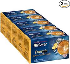 „Meßmer Energy“ imbieras ir šeivamedžio žiedai, 20 arbatos maišelių, 5 pakuočių rinkinys (5 pakuotės po 40 g)