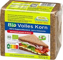 „Mestemacher“ ekologiška ruginė duona, iš neskaldytų grūdų, veganiška, „Nutri Score“ reitingas A, be konservantų, 100 % ruginė duona iš neskaldytų grūdų, pagaminta iš šviežiai sumaltų neskaldytų grūdų, turtinga ląsteliena, 9 riekelės, 500 g