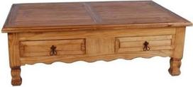 „Mexico Furniture“ kavos staliukas, 120 x 40 x 80 cm, kaimiško stiliaus, iš masyvios pušies, medaus spalvos