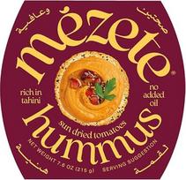 „Mezete“ autentiškas Jordanijos humusas su saulėje džiovintais pomidorais – veganiškas ir be glitimo, 1 vnt. po 215 g