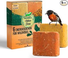 „Mice&Co“ energetiniai pyragėliai laukiniams paukščiams su sėklomis, „Bird Food Garden“ | 6 vnt. pakuotė | Natūralus uogų, sėklų ir riebalų mišinys, maitina ir pritraukia sodo paukščius ištisus metus, pagaminta ES