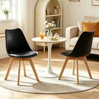 „Mid-Century Modern“ stiliaus valgomojo kėdės su išlenkta atlošo dalimi ir paminkštintu sėdimuoju paviršiumi, akcentinės kėdės, skirtos valgomajam, virtuvei ir svetainei (juodos)