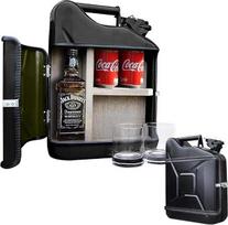 „MikaMax“ kanistrų dovanų rinkinys, viskio dovanų rinkinys, „Whisky Bar Jack Daniels“ kanistras, 10 l, juodos spalvos, su dviem viskio taurėmis, matmenys: 39 x 29 x 13 cm – dovanos vyrams.