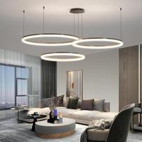 „Mikeru Modern“ LED pakabinamas šviestuvas, 40 + 60 + 80 cm reguliuojamas apvalus pakabinamas šviestuvas, 100 W, 3 žiedų apvalus pakabinamas šviestuvas su atminties funkcija, 10 %–100 % reguliuojamas šviesos stiprumas, šviestuvas virtuvės salai ir svetain