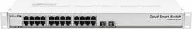 „MikroTik Cloud Smart Switch“ 24 x 10/100/1000 + 2 x 10 Gigabit SFP+ montuojamas į stelažą, su PoE