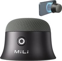 „MiLi“ „Bluetooth“ garsiakalbis, magnetinis mini garsiakalbis su mobiliojo telefono laikikliu, 3 W nešiojamasis garsiakalbis, TWS stereo suporavimas, 8 valandų grojimo trukmė, IP65 atsparumas vandeniui (juodas)