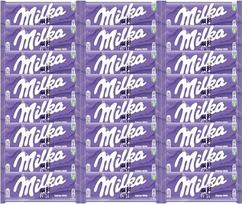 „Milka Alpenmilch“ batonėliai, 24 vnt. po 100 g, švelnus „Milka“ šokoladas su Alpių pienu, dar daugiau šokolado