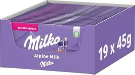 „Milka The Little Alpine Milk“ – 19 x 45 g | Švelnus pieno šokoladas, pagamintas iš Alpių pieno, mini formatu