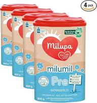 „Milupa Milumil“ pradinis pieno mišinys nuo gimimo – pieno milteliai kūdikiams – su būtinomis maistinėmis medžiagomis ir be palmių aliejaus – 1 x 800 g (4 vnt. pakuotė)
