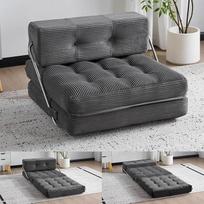 „Mingone“ sulankstoma sofos-lova „3-in-1“ su miego funkcija, pilkos spalvos | Patogi grindų sofa poilsiui svetainėje ar miegamajame, 185 x 80 cm, miego kėdė, idealiai tinkanti ribotoms erdvėms