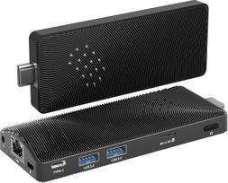 „Mini PC Stick“ su „Windows 10“, „Celeron J3455“, 4GB, 64GB eMMC, be ventiliatoriaus, „Gigabit LAN“, 4K monitorius, 1080p vaizdo įrašai, USB 3.0, skirtas biurui, namams, skaitmeniniams informaciniams ekranams ir tinklui | Tvirtinimas pagal VESA standart