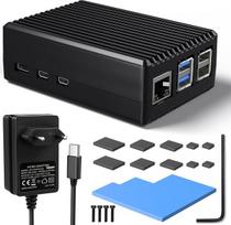 „Miuzei“ aliuminis korpusas „Raspberry Pi 5“ su pasyviuoju aušinimu ir maitinimo šaltiniu | 5,1 V, 5 A, 27 W GaN maitinimo šaltinis, tvirtas korpusas, pasyvus aušinimas, tylus, su šiluminiomis pagalvėlėmis, skirtas „Pi 5“ su 16/8/4/2GB atminties
