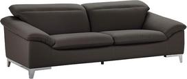 „Mivano Teresa“ odinė sofa, moderni trisėdė sofa su reguliuojamais atlošais, 235 x 84 x 109 cm, dirbtinė oda, ruda