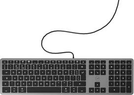 „Mobility Lab“ QWERTY klaviatūra, skirta „Mac“ kompiuteriams – laidinė USB klaviatūra su tyliu klavišų paspaudimu – itin plonas dizainas – multimedijos sparčiosios klavišų kombinacijos – suderinama su „Mac Mini“ – juoda/pilka – „Plug & Play“ – patogus nau