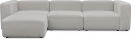 „mokebo“ modulinė 4-vietė sofa su pufu „Cubo“, bouclé stiliaus sofa, svetainės sofa, bet kuriuo metu išplečiama naudojant modulius, nereikia surinkti, nemokamas pakuotės išvežimas, šviesiai pilka