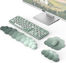 „MoKo Clouds“ riešo atrama klaviatūrai ir pelėms su pelės kilimėliu, žalia | Ergonomiška „Clouds“ riešo atrama klaviatūrai ir pelėms, pagaminta iš tvirto poliesterio, skirta biurui, žaidimams, stacionariems kompiuteriams ir nešiojamiems kompiuteriams