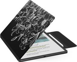 „MoKo“ magnetinis dėklas, skirtas 11 colių „Kindle Scribe 2025“ (3-osios kartos) įrenginiui, „Line Flower“ | Tinka „Kindle Scribe Colorsoft 2025“ (1-osios kartos) įrenginiui – plonas „Folio Premium“ dirbtinės odos dėklas su rašiklio tvirtinimo mechanizmu