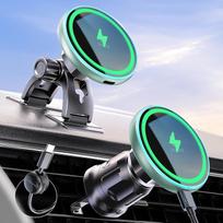 „MOKPR“ „MagSafe“ automobilinis laikiklis su įkrovimo funkcija, 15 W „iPhone“ „MagSafe“ įkroviklis, automobilinis mobiliojo telefono laikiklis, montuojamas ant automobilio ventiliacijos grotelių arba prietaisų skydelio, skirtas „iPhone 17“, „16“, „15“, „1