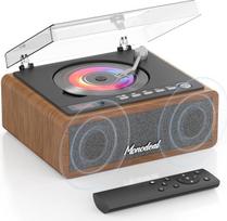 „MONODEAl“ retro CD grotuvas su „Bluetooth“, mediniu korpusu ir „HiFi“ žemų dažnių stiprinimu | Įkraunamas „Discman“ su nuotolinio valdymo pultu ir miego laikmačiu, nešiojamas CD grotuvas su USB/AUX atkūrimo funkcija