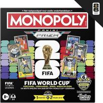 „Monopoly Panini Prizm“ FIFA pasaulio futbolo čempionato žaidimas su „Monopoly Panini Prizm“ FIFA pasaulio futbolo čempionato 2026 I kortelėmis, skirtas vaikams nuo 8 metų – olandų kalba