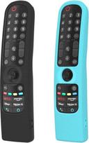 „MOSHOU“ silikoninis nuotolinio valdymo pultelio dėklas, suderinamas su „LG QNED Smart TV“ modeliais MR21GA/MR21GC/MR22GN/MR23GN/MR24GA/MR24GN, Apsauginis dėklas, skirtas „LG“ 2022/2023/2024 m. „Magic“ nuotolinio valdymo pultui (2 vnt. rinkinys, juodas +