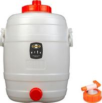 „Mostfass“ 30 litrų su išleidimo čiaupu NW10, fermentacijos statinė iš PE (30 l, apvali), skirta misai, vynui, sidrui, sultims, karštam vynui, gėrimams, gėrimams iš statinės; maistui tinkama, plastikinė fermentacijos talpykla