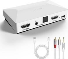 „MOSWAG“ HDMI garso išvedimo įrenginys, 4K 60 Hz HDMI ARC į optinį „Toslink“ skirstytuvą-adapterį, Konverterio komplekte yra 3,5 mm lizdo į 2 RCA vyriškus jungius garso kabelis ir USB-C maitinimo kabelis, skirtas PS5/PS4/PS3 | HDMI garso ir vaizdo skirsty