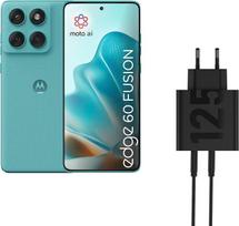 „Motorola Edge 60 Fusion“ išmanusis telefonas, „Pantone Amazonite“ spalvos + „Motorola“ 125 W „Duo TurboPower“ įkroviklis