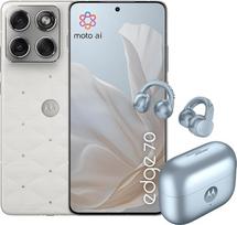 „Motorola Edge 70“ ir „Moto Buds Loop“ su „Swarovski®“ kristalais (12/512GB, dviguba kamera 50 MP + „Flicker Cam“, priekinė kamera 50 MP, storis 5,99 mm, 4800 mAh, ekranas 6,67", 120 Hz, „Android 16“) PANTONE Cloud
